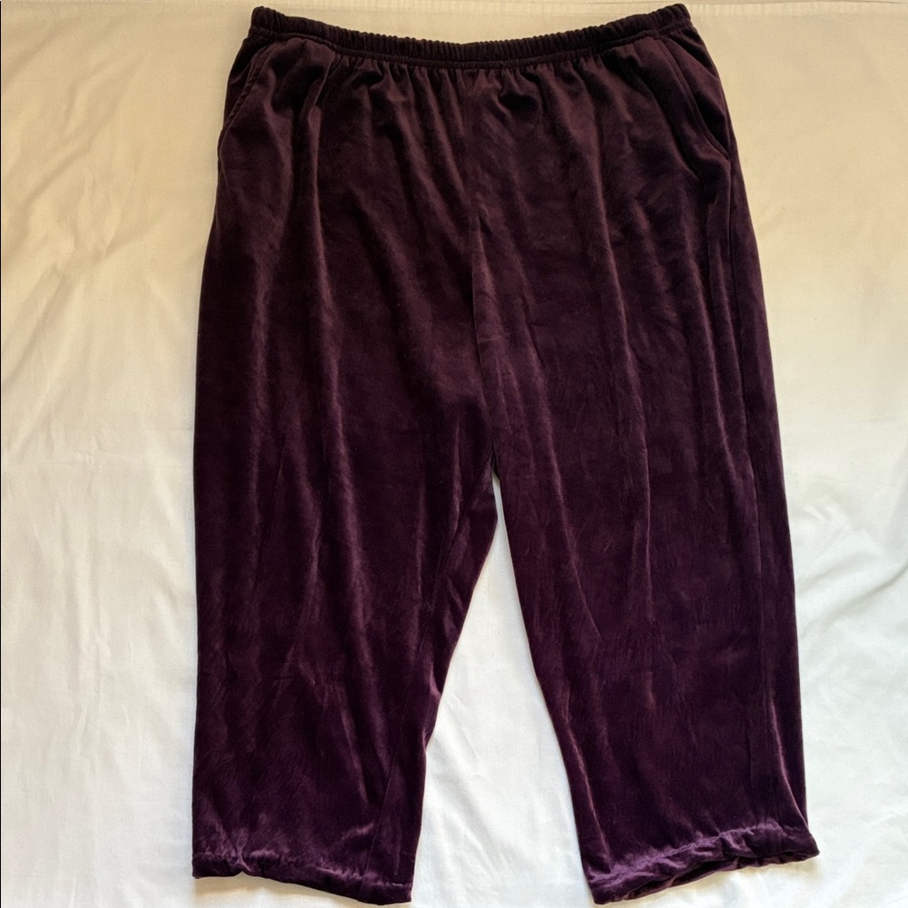 Blair Plum Purple Velvety Cropped Lounge Pants Size 2XL